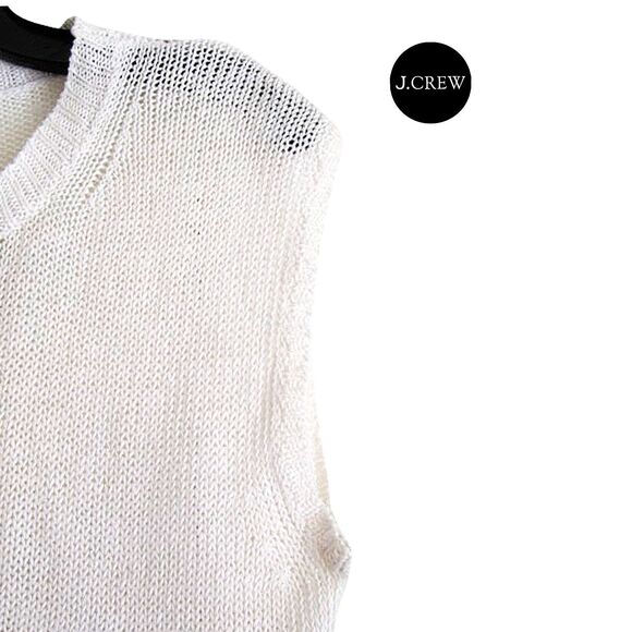 J Crew NEW 60's LINEN Colorblock Oversized Open Knit Top M - Picture 6 of 12
